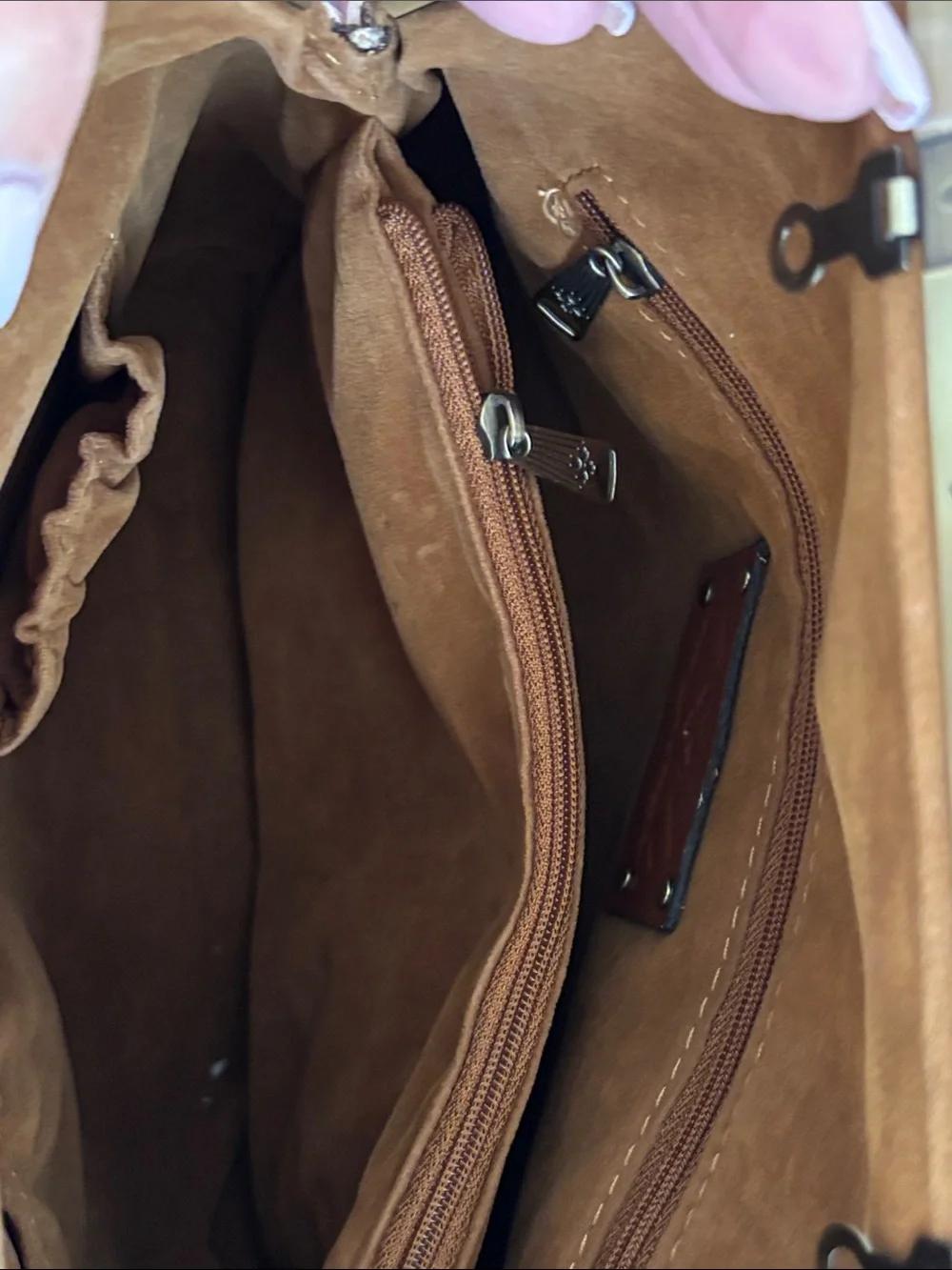 Patricia Nash Novelle Rose Embossed Leather Frame-Top Satchel - Tan